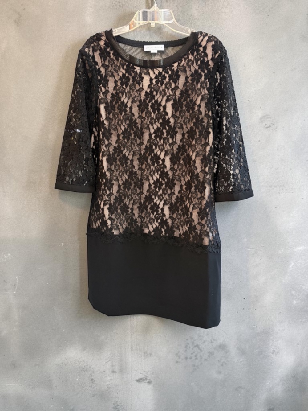 Ted Baker Black Lace Overlay Dress with Nude Lining NWT